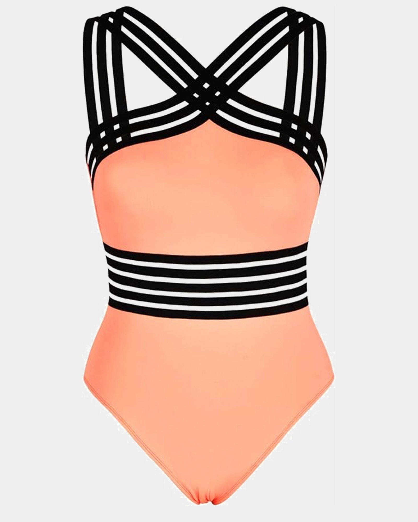Front Crossover Tummy Control One-piece Swimwear with Gloves - Women Bat  Style Bathing Suit