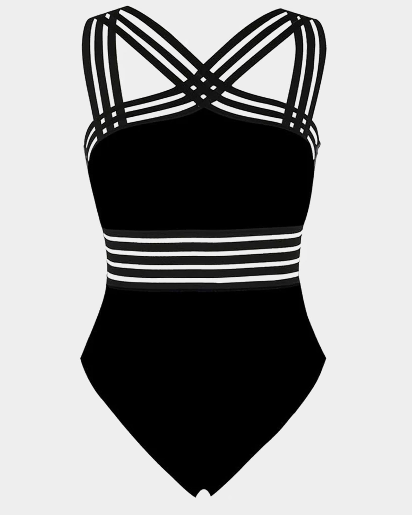 Women's Front Crossover Hollow Tummy Control One Piece Swimwear