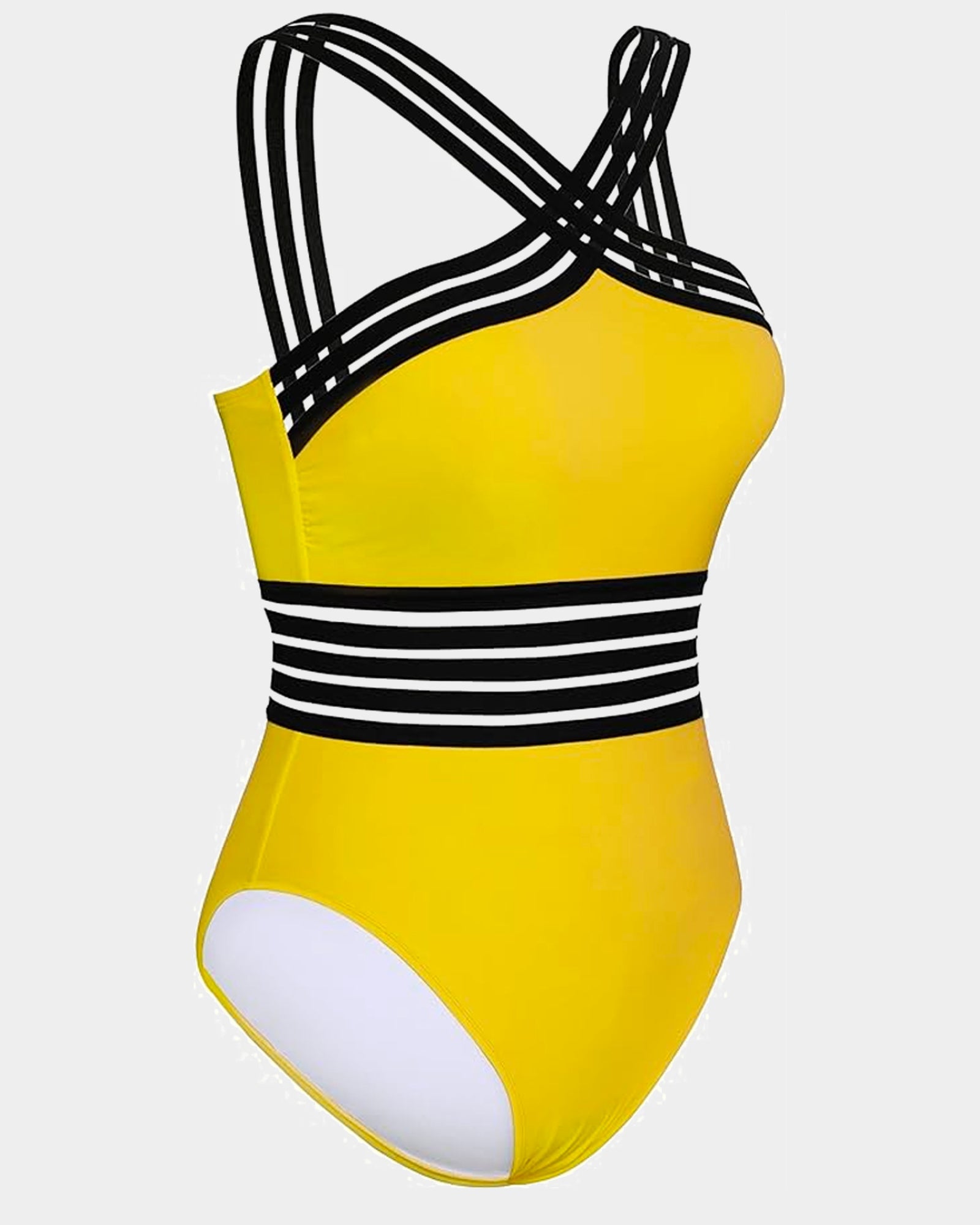 Women's Front Crossover Hollow Tummy Control One Piece Swimwear