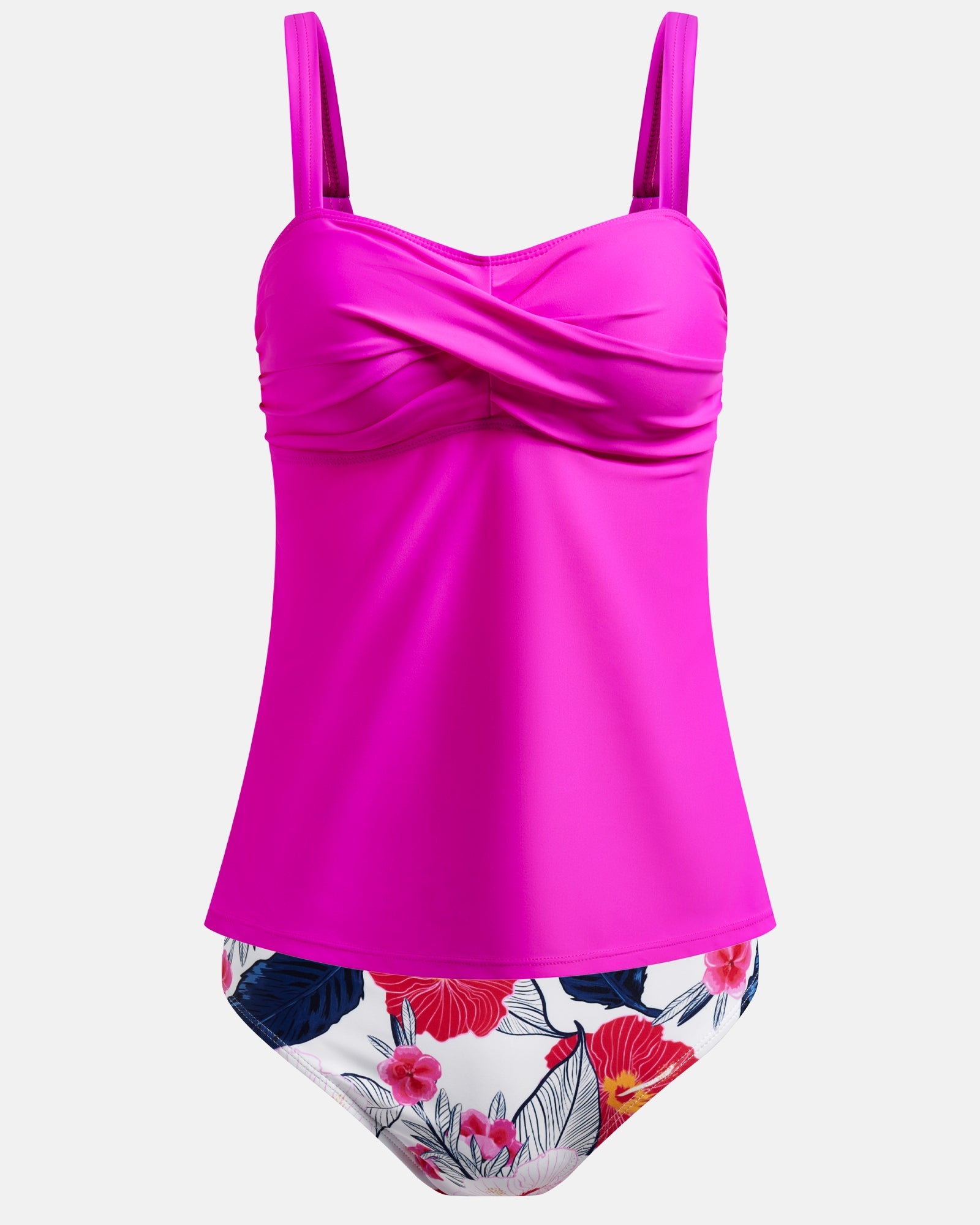 Buy Pink Woodblock Bandeau Tummy Control Tankini Top from Next Luxembourg